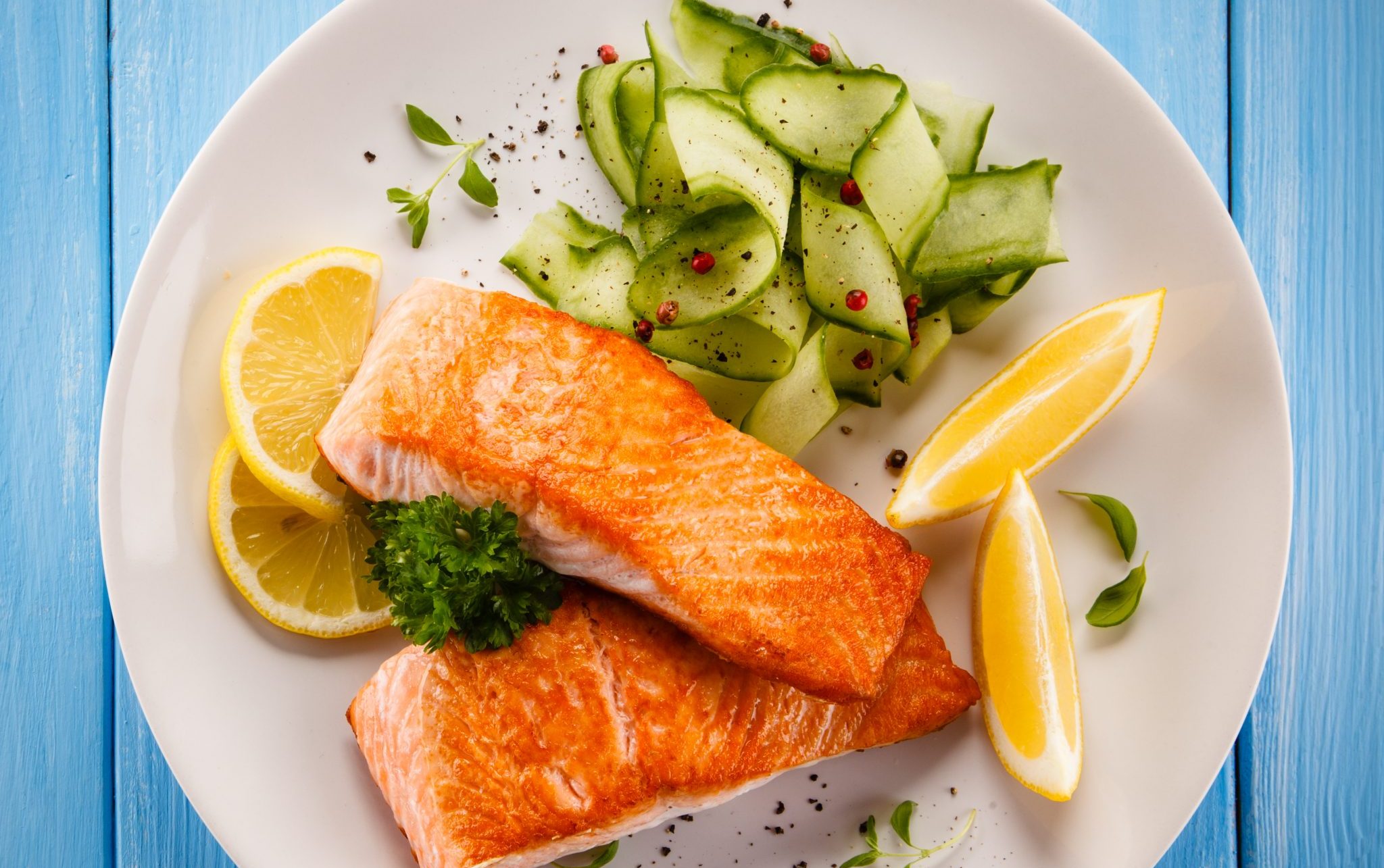 salmon and salad