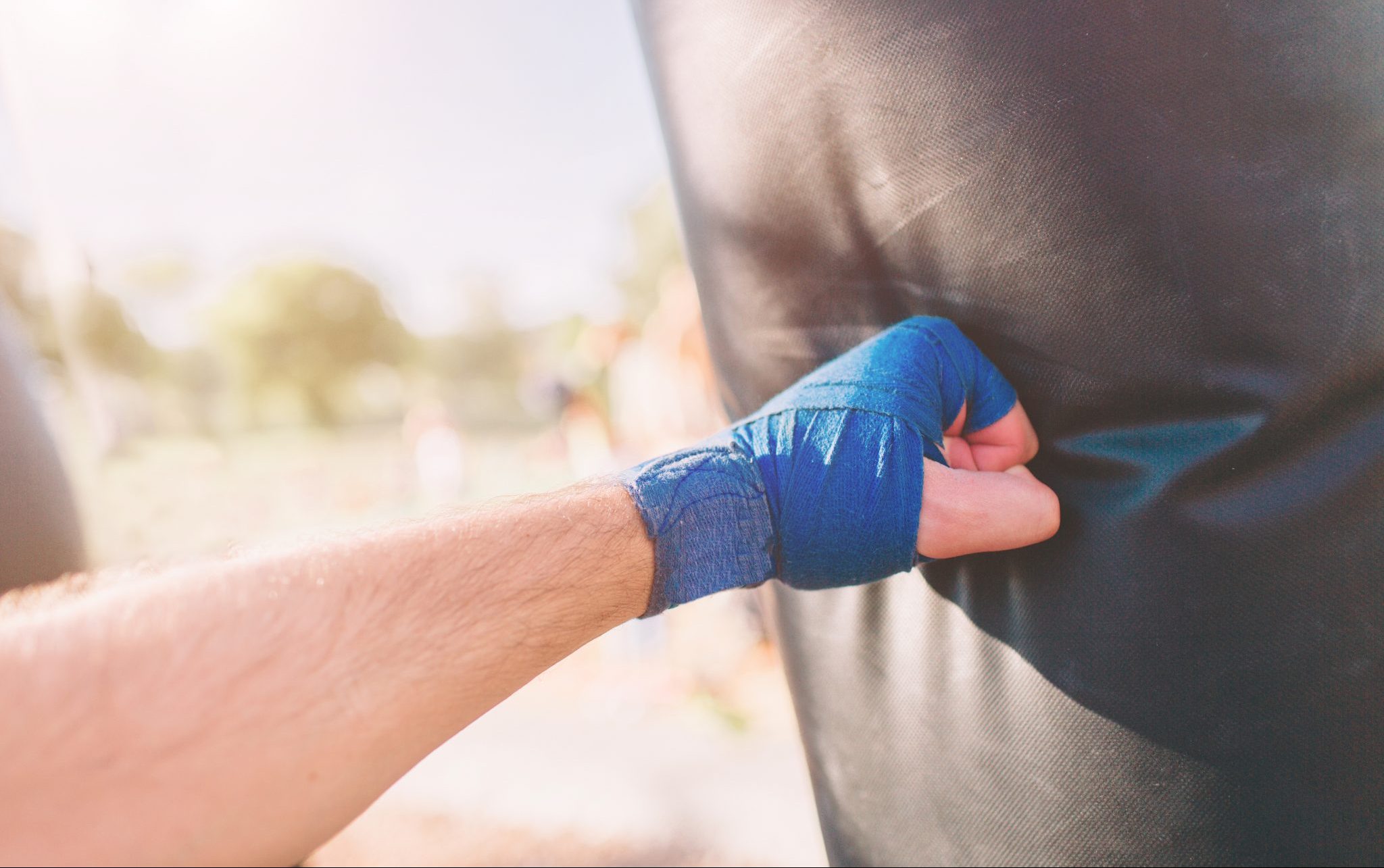 boxing a sandbag